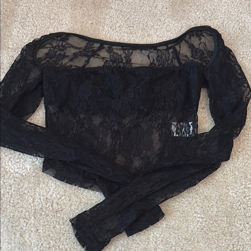 SHEIN Black Lace Crop Top